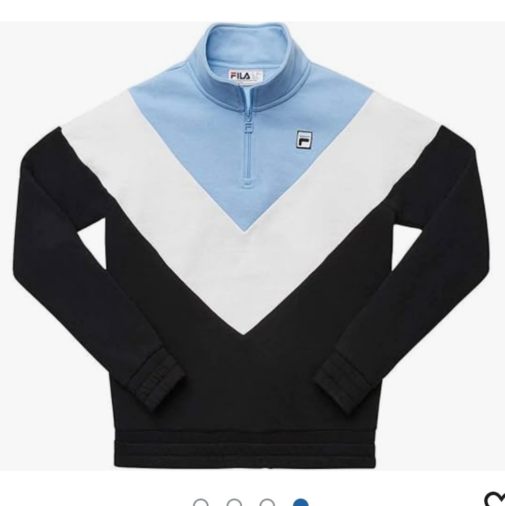 Fila Women's Black, White, and Light Blue Zip-Up Sweatshiet And Joggers